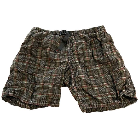 Vintage Gramicci Plaid Belted Shorts Men's Size Small USA Made Hiking Gorp Logo - Picture 1 of 7